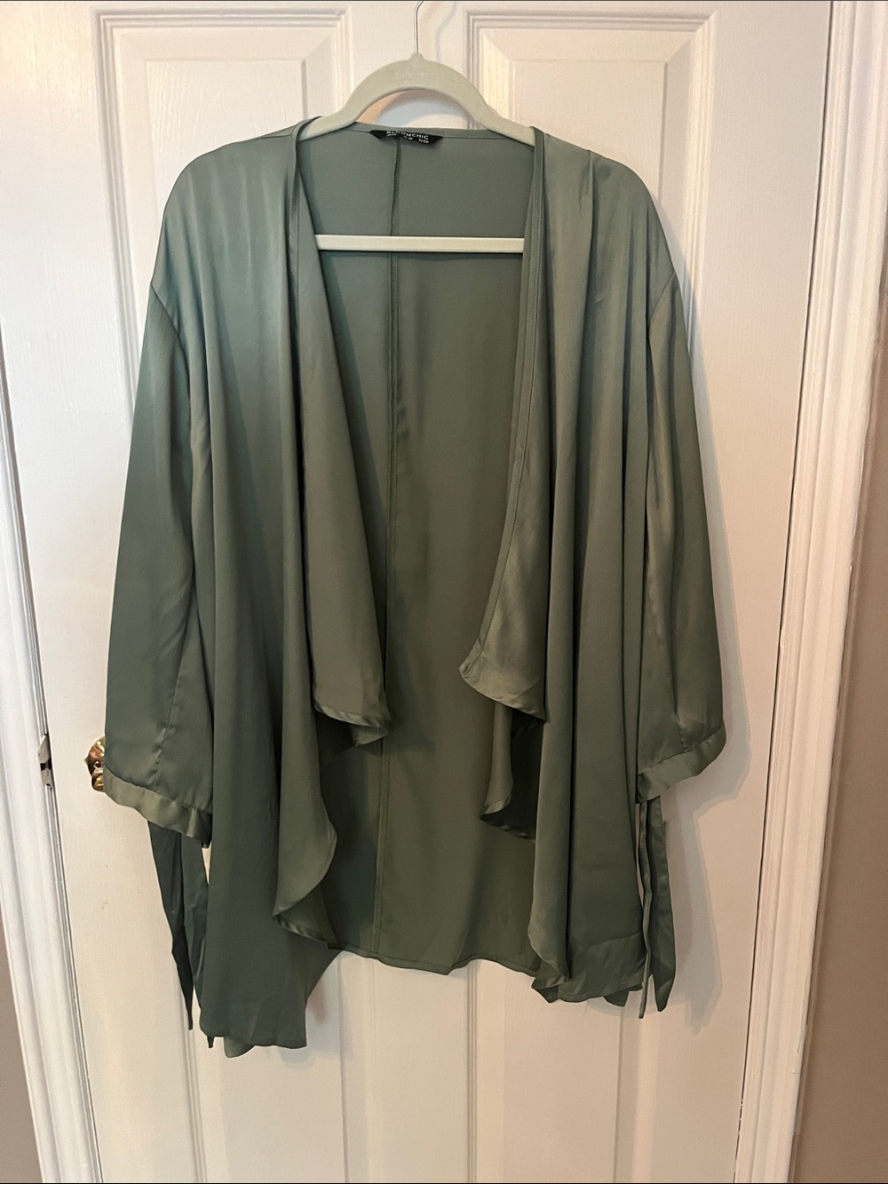 BloomChic Draped Open-Front Kimono in Sage Green